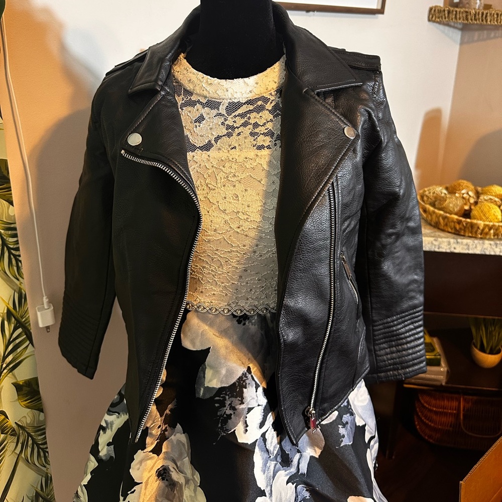 Girls Faux Leather Moto Jacket